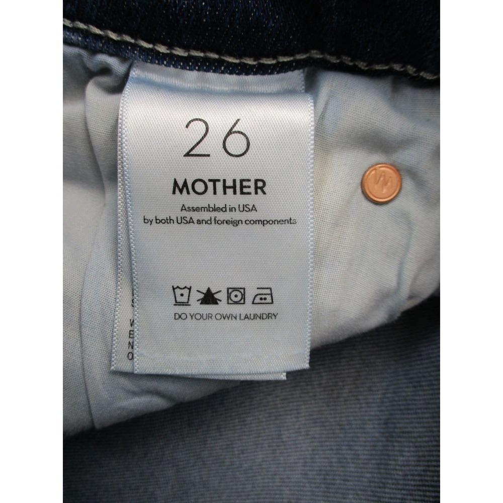 Mother High Waisted Rider Skimp Jeans in Catch Me If You Can Dark Blue Wash 26 - Picture 6 of 15